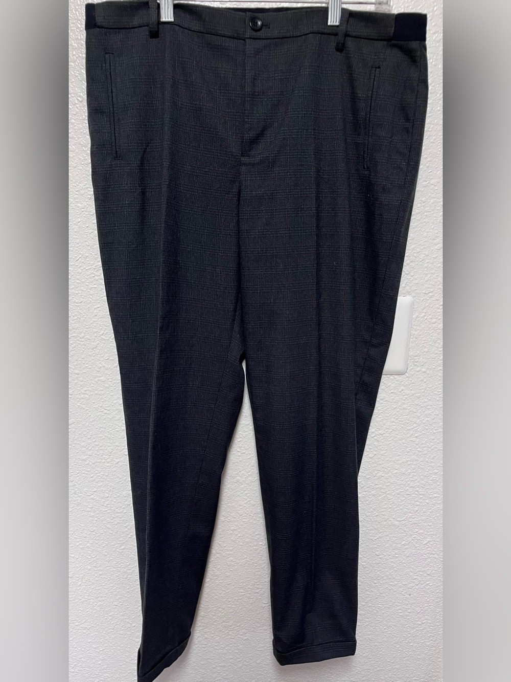 NYDJ Dark Gray Plaid Straight-Leg Dress Pants